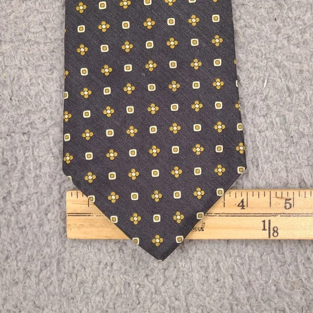 Tommy Hilfiger Tie Necktie Mens Black Geometric Italian‎ Silk Made In USA